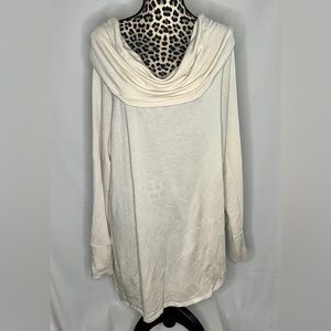 AGNES & DORA TUNIC CONVERTIBLE COWL NECK RAGLAN SLEEVE BEIGE TOP PLUS SIZE XXL